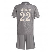 Camisa de Futebol Real Madrid Antonio Rudiger #22 Equipamento Alternativo Infantil 2024-25 Manga Curta (+ Calças curtas)